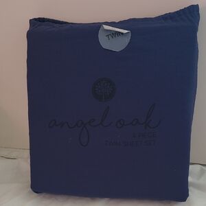 Angel Oak 4-Piece Twin Sheet Set - Navy Blue